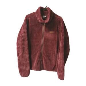 Columbia Women's Fireside Sherpa Fleece Jacket XXL FITS SMALL XL Merlot Purple